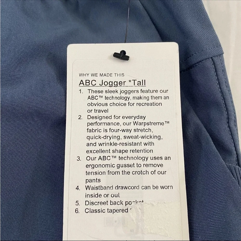Lululemon ABC Jogger *Tall IRBU Iris Blue Pant Men’s Size S